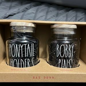 Rae Dunn hair tie and Bobby pin containers